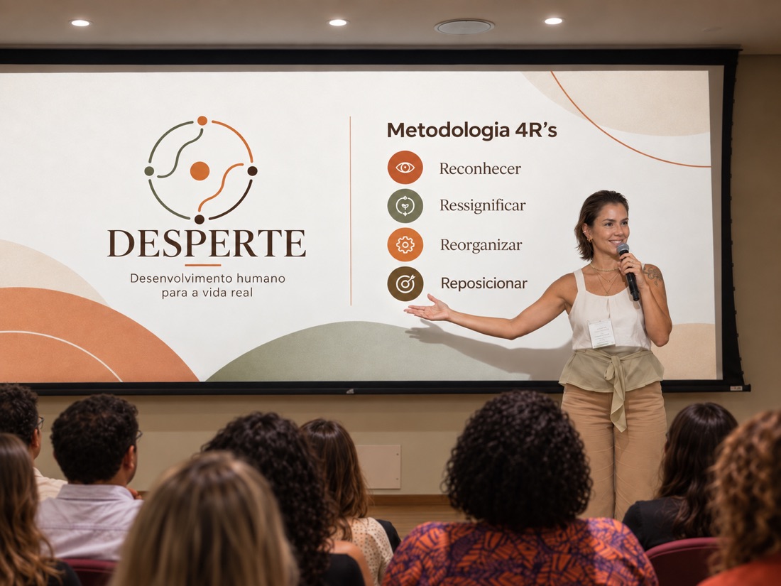 Marilu Cerqueira apresentando a Metodologia 4R's numa palestra